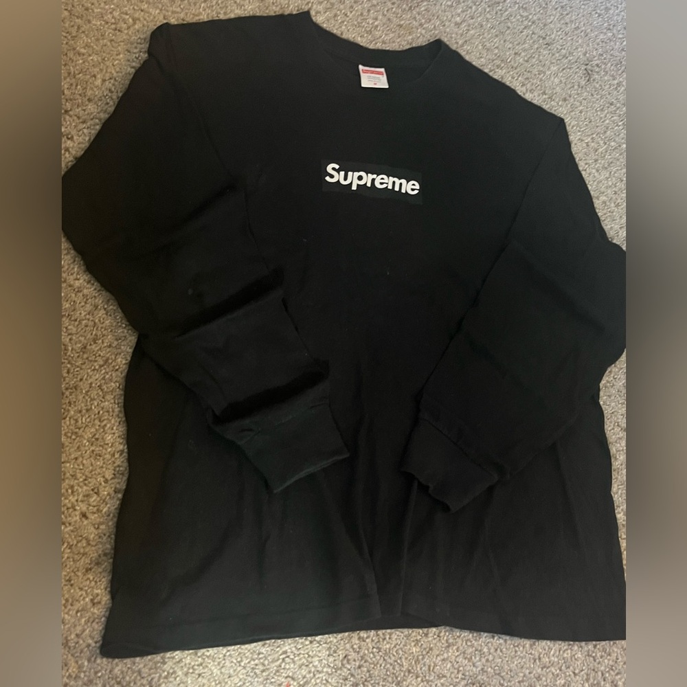 Supreme Box Logo L/S Long Sleeve Tee (Black on Black) FW20 (Medium)